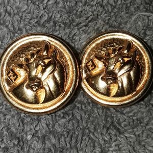 Fendi gold colored zodiac (taurus)clip on earrings